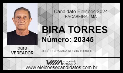 Candidato BIRA TORRES 2024 - BACABEIRA - Eleições