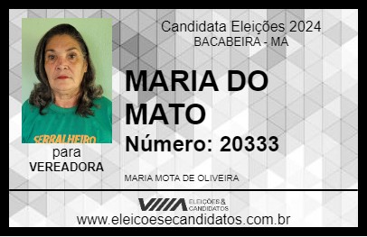 Candidato MARIA DO MATO 2024 - BACABEIRA - Eleições