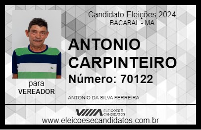 Candidato ANTONIO CARPINTEIRO 2024 - BACABAL - Eleições