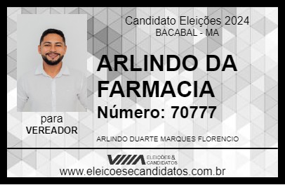 Candidato ARLINDO DA FARMACIA 2024 - BACABAL - Eleições