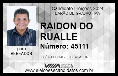 Candidato RAIDON DO RUALLE 2024 - BARÃO DE GRAJAÚ - Eleições