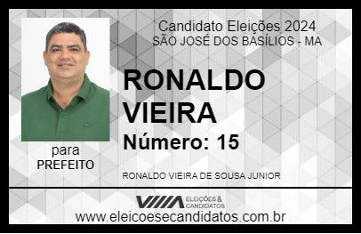 Candidato RONALDO VIEIRA 2024 - SÃO JOSÉ DOS BASÍLIOS - Eleições