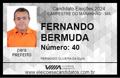 Candidato FERNANDO BERMUDA 2024 - CAMPESTRE DO MARANHÃO - Eleições