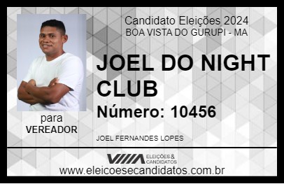 Candidato JOEL DO NIGHT CLUB 2024 - BOA VISTA DO GURUPI - Eleições