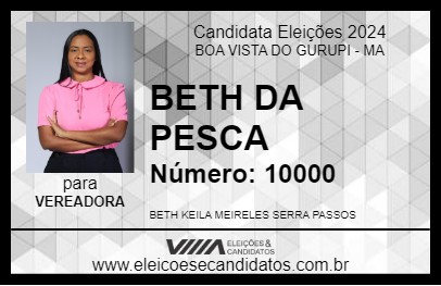 Candidato BETH DA PESCA 2024 - BOA VISTA DO GURUPI - Eleições