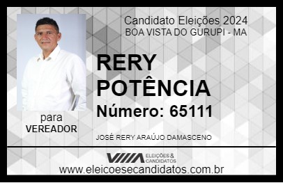 Candidato RERY POTÊNCIA 2024 - BOA VISTA DO GURUPI - Eleições