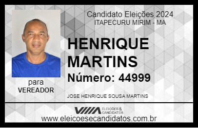 Candidato HENRIQUE MARTINS 2024 - ITAPECURU MIRIM - Eleições