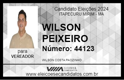 Candidato WILSON PEIXEIRO 2024 - ITAPECURU MIRIM - Eleições