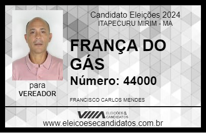 Candidato FRANÇA DO GÁS 2024 - ITAPECURU MIRIM - Eleições