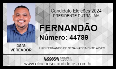 Candidato FERNANDÃO 2024 - PRESIDENTE DUTRA - Eleições