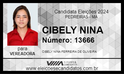 Candidato CIBELY NINA 2024 - PEDREIRAS - Eleições