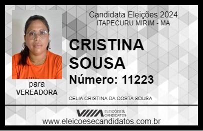 Candidato CRISTINA SOUSA 2024 - ITAPECURU MIRIM - Eleições