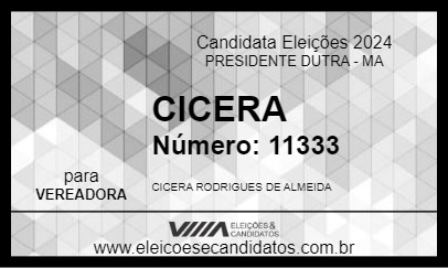 Candidato CICERA 2024 - PRESIDENTE DUTRA - Eleições