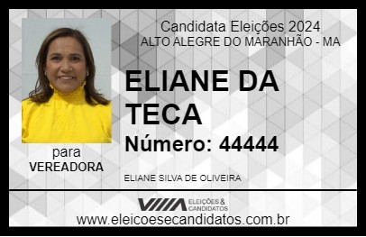 Candidato ELIANE DA TECA 2024 - ALTO ALEGRE DO MARANHÃO - Eleições