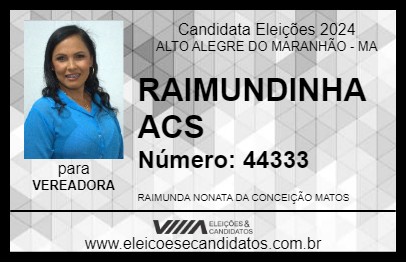 Candidato RAIMUNDINHA DO BAIRRO TUCUM 2024 - ALTO ALEGRE DO MARANHÃO - Eleições