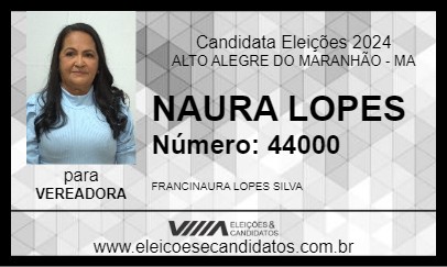 Candidato NAURA LOPES 2024 - ALTO ALEGRE DO MARANHÃO - Eleições