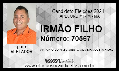 Candidato IRMÃO FILHO 2024 - ITAPECURU MIRIM - Eleições