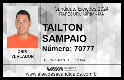 Candidato TAILTON SAMPAIO 2024 - ITAPECURU MIRIM - Eleições