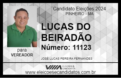 Candidato LUCAS DO BEIRADÃO 2024 - PINHEIRO - Eleições