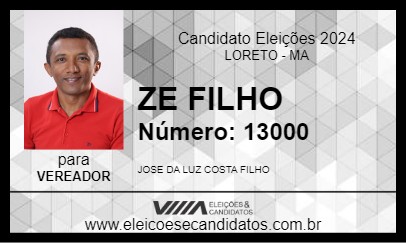 Candidato ZE FILHO 2024 - LORETO - Eleições