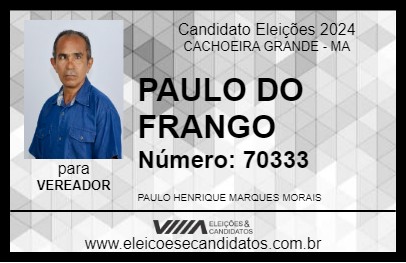 Candidato PAULO DO FRANGO 2024 - CACHOEIRA GRANDE - Eleições