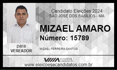 Candidato MIZAEL AMARO 2024 - SÃO JOSÉ DOS BASÍLIOS - Eleições