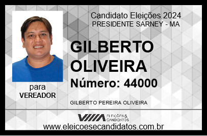 Candidato GILBERTO OLIVEIRA 2024 - PRESIDENTE SARNEY - Eleições