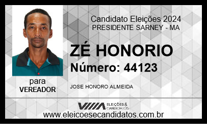 Candidato ZÉ HONORIO 2024 - PRESIDENTE SARNEY - Eleições