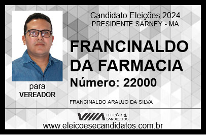 Candidato FRANCINALDO DA FARMACIA 2024 - PRESIDENTE SARNEY - Eleições