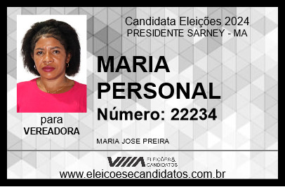 Candidato MARIA PERSONAL 2024 - PRESIDENTE SARNEY - Eleições