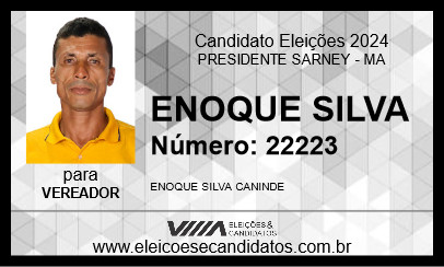 Candidato ENOQUE SILVA 2024 - PRESIDENTE SARNEY - Eleições