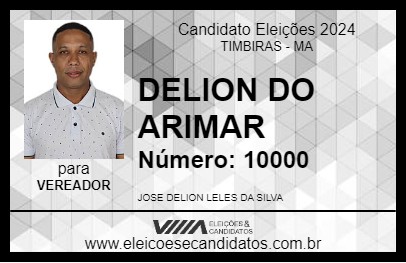 Candidato DELION DO ARIMAR 2024 - TIMBIRAS - Eleições