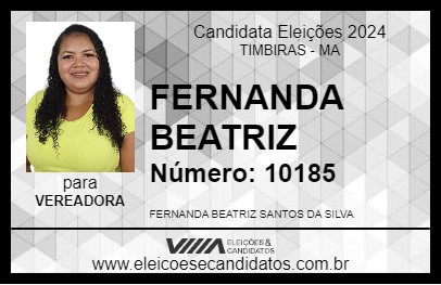 Candidato FERNANDA BEATRIZ 2024 - TIMBIRAS - Eleições