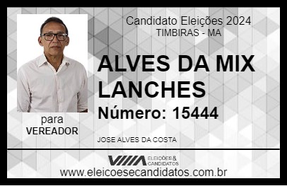 Candidato ALVES DA MIX LANCHES 2024 - TIMBIRAS - Eleições