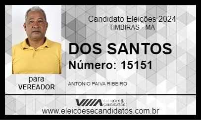 Candidato DOS SANTOS 2024 - TIMBIRAS - Eleições