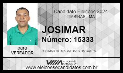 Candidato JOSIMAR 2024 - TIMBIRAS - Eleições