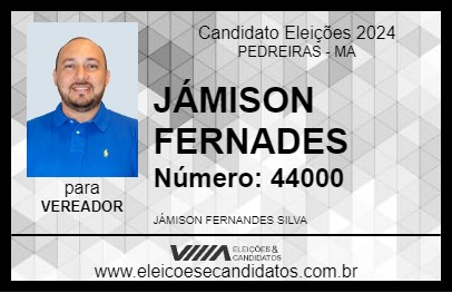 Candidato JAMISON FERNANDES 2024 - PEDREIRAS - Eleições