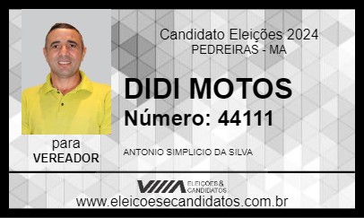 Candidato DIDI MOTOS 2024 - PEDREIRAS - Eleições