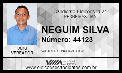 Candidato NEGUIM SILVA 2024 - PEDREIRAS - Eleições