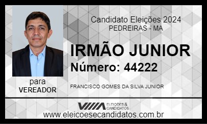 Candidato IRMÃO JUNIOR 2024 - PEDREIRAS - Eleições