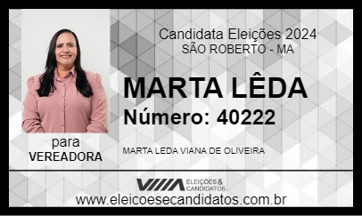 Candidato MARTA LÊDA 2024 - SÃO ROBERTO - Eleições