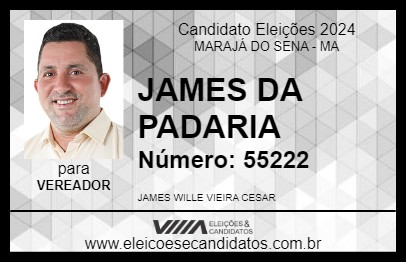 Candidato JAMES DA PADARIA 2024 - MARAJÁ DO SENA - Eleições