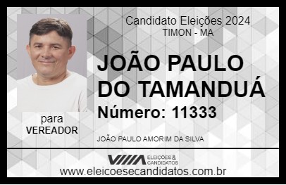 Candidato J. P. DO TAMANDUÁ 2024 - TIMON - Eleições