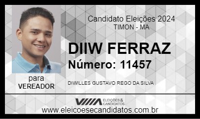 Candidato DIIW FERRAZ 2024 - TIMON - Eleições