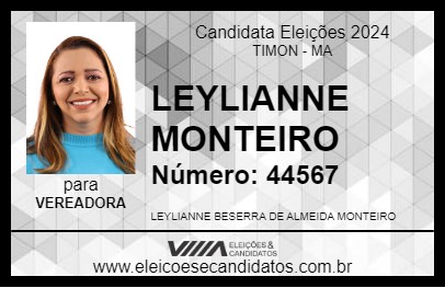 Candidato LEYLIANNE MONTEIRO 2024 - TIMON - Eleições