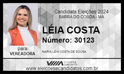 Candidato LÉIA COSTA 2024 - BARRA DO CORDA - Eleições