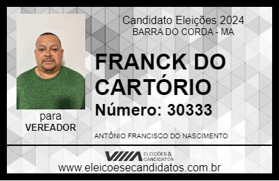 Candidato FRANCK DO CARTÓRIO 2024 - BARRA DO CORDA - Eleições