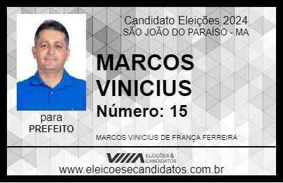 Candidato MARCOS VINICIUS 2024 - SÃO JOÃO DO PARAÍSO - Eleições