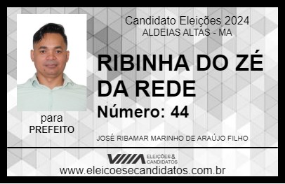 Candidato RIBINHA DO ZÉ DA REDE 2024 - ALDEIAS ALTAS - Eleições