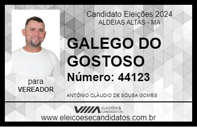 Candidato GALEGO DO GOSTOSO 2024 - ALDEIAS ALTAS - Eleições